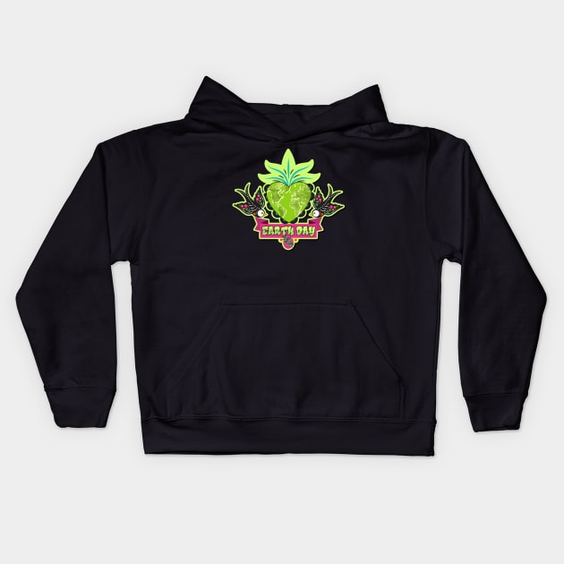 Earth Day Tattoo Kids Hoodie by PalmGallery